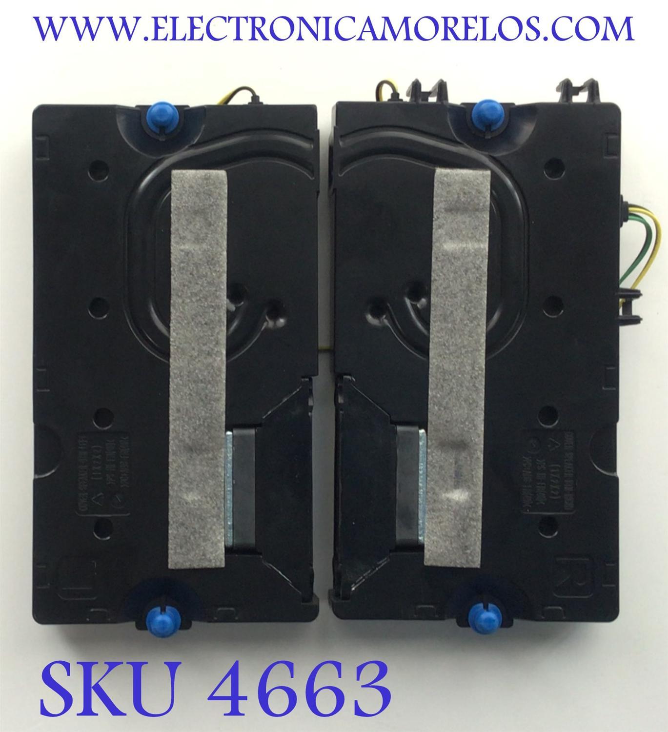 KIT DE BOCINAS ORIGINAL PARA TV SAMSUNG 2 PIEZAS / NUMERO DE PARTE BN96-49998C / COVER-SPRKER-BTM-LEFT / COVER-SPRKER-BTM-RIGHT / BN96499998C / B80G04BJ08 / BJΩ / 10W / MODELO UN55AU8000BXZA FF12 / UN65TU700DFXZA FA01